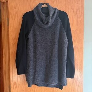 Lane Bryant Black and Gray Cowl Neck Sweater
